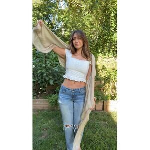 Saltwater Luxe Embroidered Puff-Sleeve Top